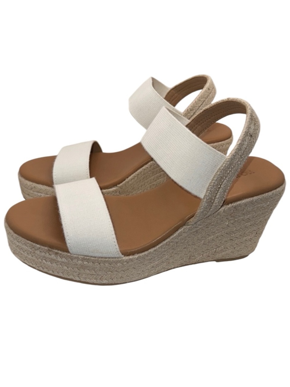 torrid White Elastic Strap Espadrille Wedge Sandals - Jute Platform